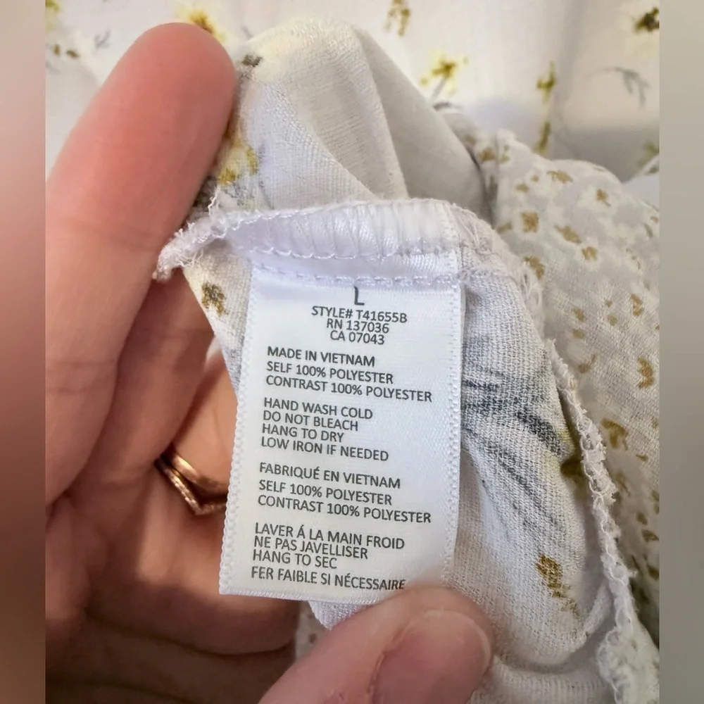 Paper Crane Babydoll Tiered Pastel Floral Print Blouse Size Large - Cottagecore - Picture 6 of 7